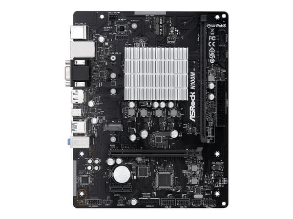 ASRock N100M - Hovedkort - micro ATX - Intel N-series N100 - USB 3.2 Gen 1, USB 3.2 Gen 2 - Gigabit LAN - innbygd grafikk - HD-lyd (8-kanalers)