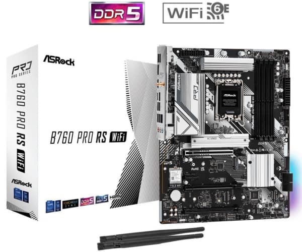 ASRock B760 Pro RS WiFi - Hovedkort - ATX - LGA1700-sokkel - B760 Chipset - USB 3.2 Gen 1, USB 3.2 Gen 2, USB-C 3.2 Gen2 - 2.5 Gigabit LAN, Bluetooth