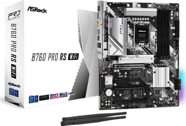 ASRock B760 Pro RS WiFi - Hovedkort - ATX - LGA1700-sokkel - B760 Chipset - USB 3.2 Gen 1, USB 3.2 Gen 2, USB-C 3.2 Gen2 - 2.5 Gigabit LAN, Bluetooth