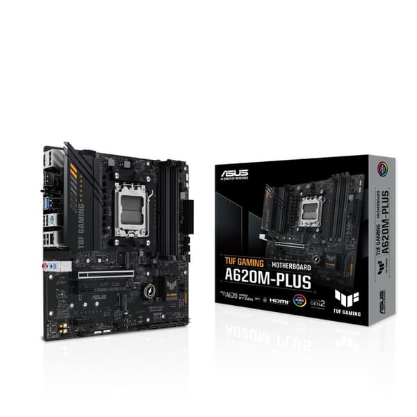 ASUS TUF GAMING A620M-PLUS - Bundkort - micro ATX - Sokkel AM5 - AMD A620 chipset - USB 3.1 Gen 1, USB-C 3.2 Gen 1 - 2.5 Gigabit LAN - Indbygget grafi