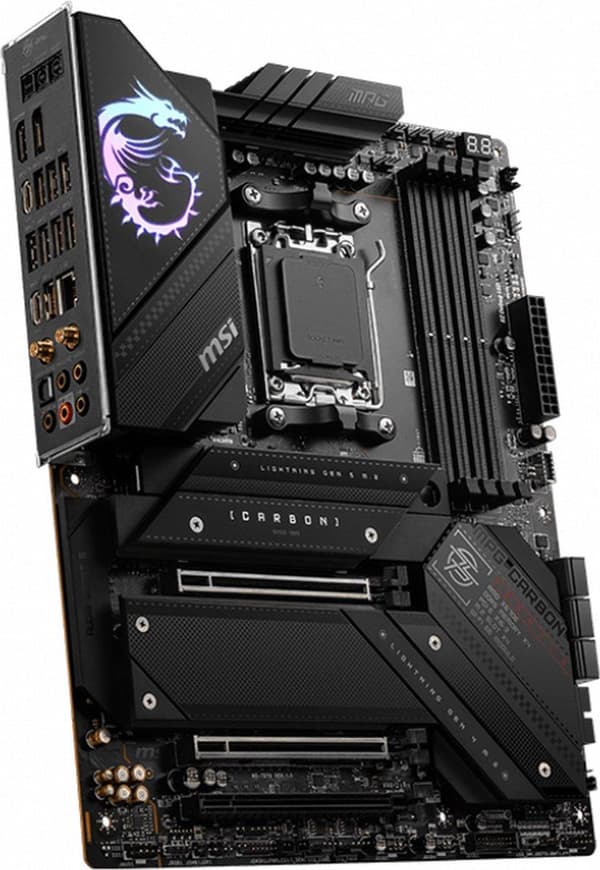 MSI MPG X670E CARBON WIFI - Emolevy - ATX - Socket AM5 - AMD X670 -piirisarja - USB 3.2 Gen 1, USB 3.2 Gen 2, USB-C Gen 2x2, USB-C 3.2 Gen2 - 2.5 Giga