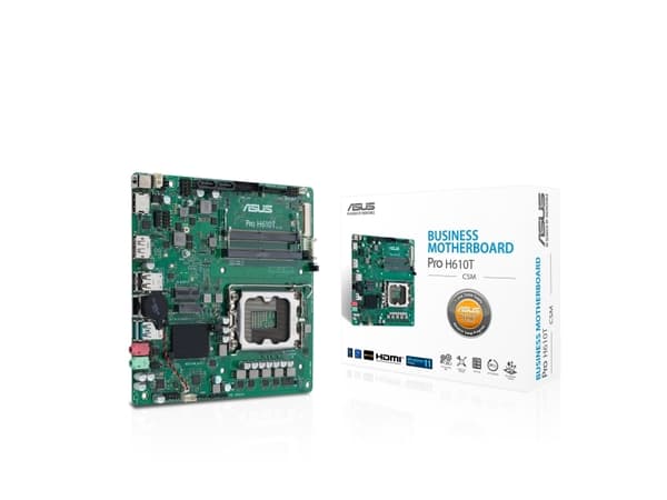 ASUS Pro H610T-CSM - Hovedkort - mini-ITX - LGA1700-sokkel - H610 Chipset - USB 3.2 Gen 1, USB 3.2 Gen 2 - Gigabit LAN - innbygd grafikk (CPU kreves)