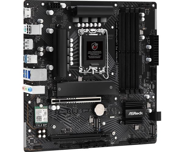 ASRock B760M PG LIGHTNING WIFI - Hovedkort - micro ATX - LGA1700-sokkel - B760 Chipset - USB-C 3.2 Gen 1, USB 3.2 Gen 1 - 2.5 Gigabit LAN, Wi-Fi, Blu