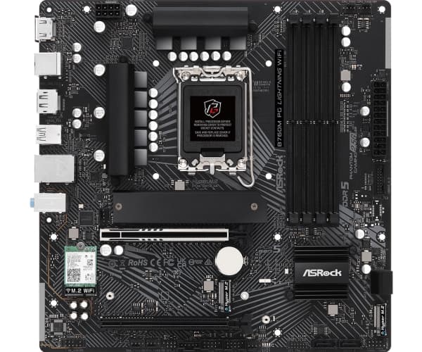 ASRock B760M PG LIGHTNING WIFI - Hovedkort - micro ATX - LGA1700-sokkel - B760 Chipset - USB-C 3.2 Gen 1, USB 3.2 Gen 1 - 2.5 Gigabit LAN, Wi-Fi, Blu