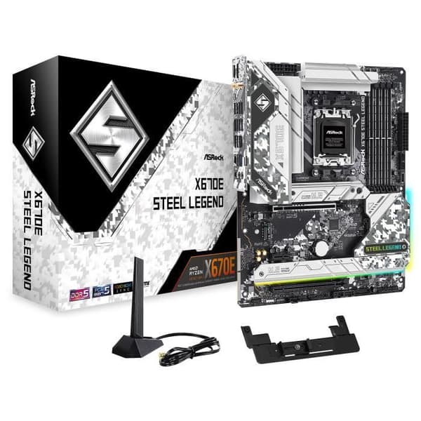 ASRock X670E Steel Legend - AMD X670E Socket AM5 ATX moderkort - 4x DDR5 - M.2 PCIe 5.0 - USB 3.2 - PCI-Express 5.0 16x - 2.5G LAN