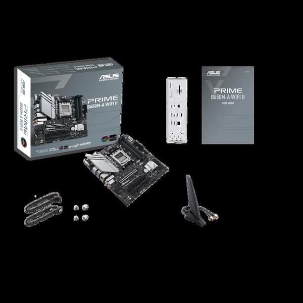 ASUS PRIME B650M-A WIFI II - Micro ATX Socket AM5 AMD B650 moderkort - 4x DDR5 - M.2 PCIe 5.0 - USB 3.1 - PCI-Express 4.0 16x - LAN