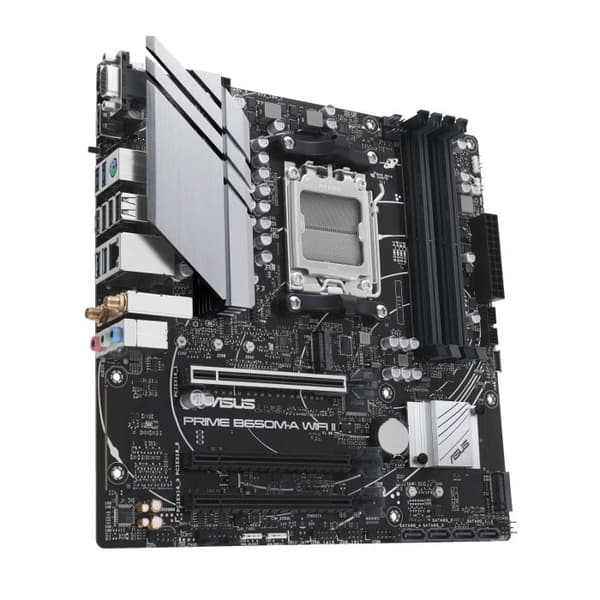 ASUS PRIME B650M-A WIFI II - Micro ATX Socket AM5 AMD B650 moderkort - 4x DDR5 - M.2 PCIe 5.0 - USB 3.1 - PCI-Express 4.0 16x - LAN