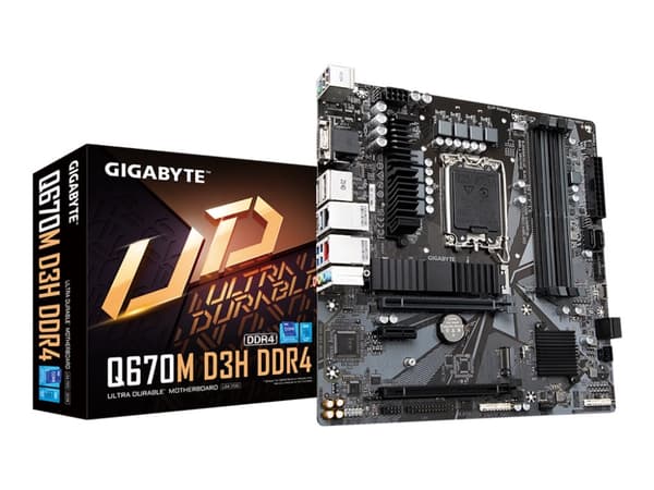 Gigabyte Q670M D3H DDR4 - Hovedkort - micro ATX - LGA1700-sokkel - Q670 Chipset - USB 3.2 Gen 1, USB-C 3.2 Gen2, USB-C 3.2 Gen 1 - 2.5 Gigabit LAN -