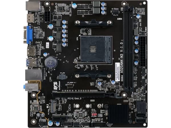 ECS A520AM4-M3 - Hovedkort - micro ATX - Socket AM4 - AMD A520 Chipset - USB 3.2 Gen 1 - Gigabit LAN - innbygd grafikk (CPU kreves) - HD-lyd (6-kanal