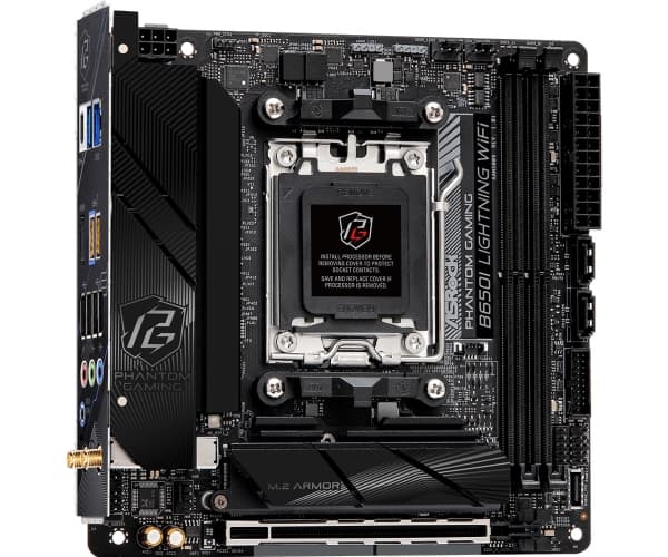 ASRock Phantom Gaming B650I Lightning WiFi - Hovedkort - mini-ITX - Socket AM5 - AMD B650 Chipset - 2.5 Gigabit LAN, Wi-Fi 6E, Bluetooth - innbygd gr