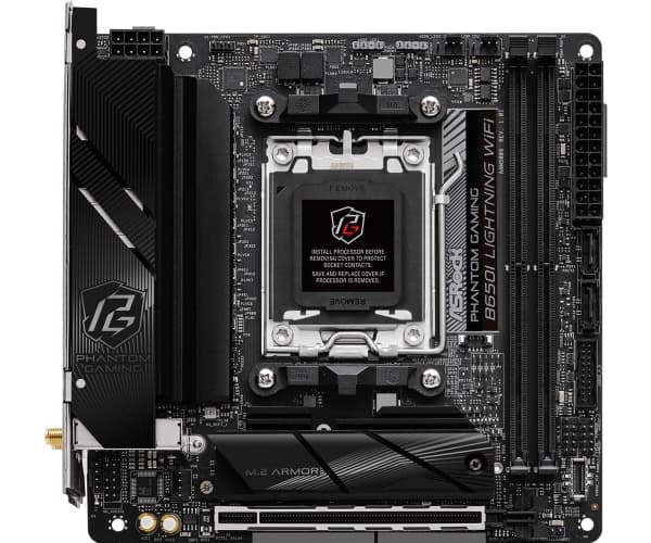 ASRock Phantom Gaming B650I Lightning WiFi - Hovedkort - mini-ITX - Socket AM5 - AMD B650 Chipset - 2.5 Gigabit LAN, Wi-Fi 6E, Bluetooth - innbygd gr