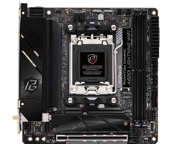 ASRock A620I LIGHTNING WIFI - Hovedkort - mini-ITX - Socket AM5 - AMD A620 Chipset - USB-C 3.2 Gen2, USB-C 3.2 Gen 1, USB 3.2 Gen 1, USB 3.2 Gen 2 -
