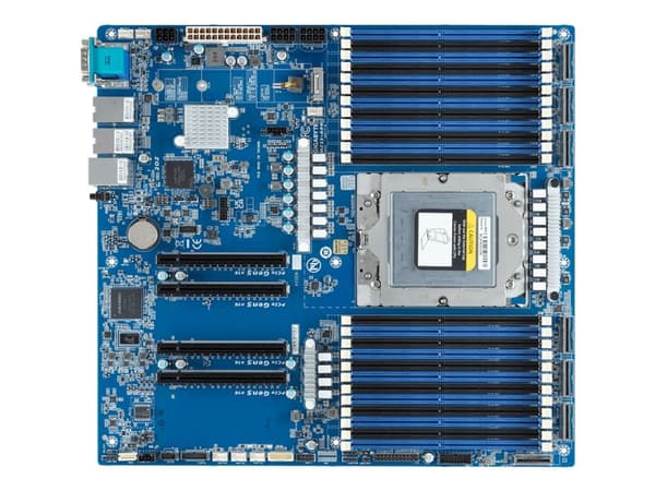 Gigabyte MZ33-AR0 - 1.0 - hovedkort - utvidet ATX (E-ATX) EPYC 9004-serien - LGA6096 Socket - USB 3.2 Gen 1 - 2 x 10 Gigabit LAN - innbygd grafikk