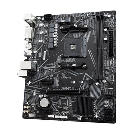GIGABYTE A520M H Motherboard - Supports AMD Ryzen 5000 Series AM4 CPUs, 4+3 Phases Pure Digital VRM, up to 5100MHz DDR4 (OC), PCIe 3.0 x4 M.2, GbE LAN