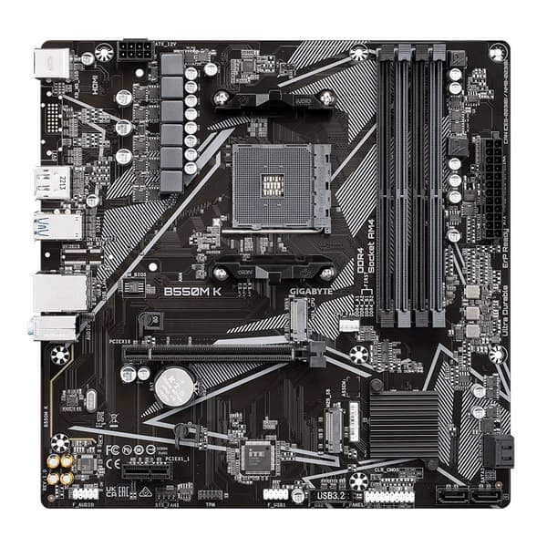 Gigabyte | B550M K 1.0 M/B | Processor family AMD | Processor socket AM4 | DDR4 DIMM | Memory slots 4 | Supported hard disk drive interfaces SATA, M.