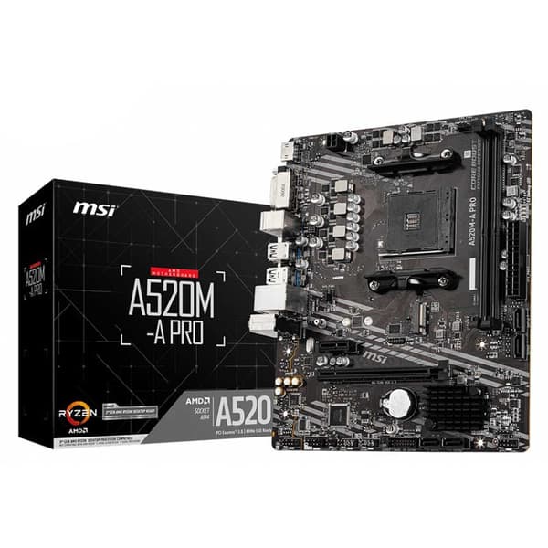 Msi Emolevy A520m-a Pro M-atx/2xddr4/4xsata6/1xusb 3.2/2xusb Musta