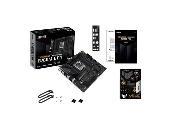 ASUS TUF GAMING B760M-E D4 - Hovedkort - micro ATX - LGA1700-sokkel - B760 Chipset - USB-C Gen2, USB 3.2 Gen 2, USB 3.2 Gen 1 - 2.5 Gigabit LAN - inn