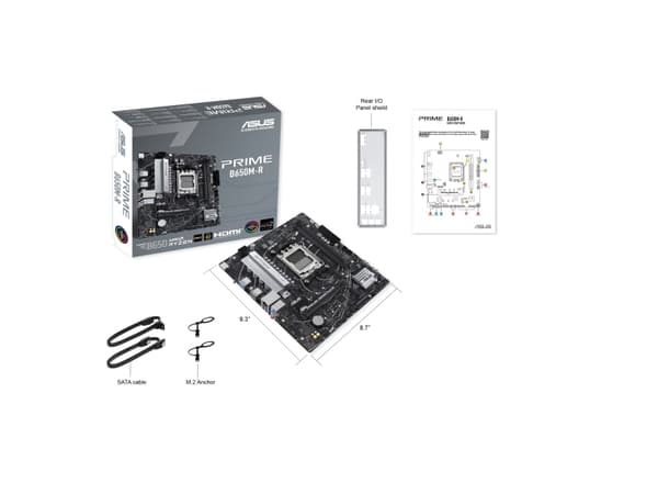 ASUS PRIME B650M-R - Moderkort - micro ATX - Socket AM5 - AMD B650 Chipuppsättning - USB 3.2 Gen 1, USB-C 3.2 Gen 1 - 2.5 Gigabit LAN - inbyggda graf
