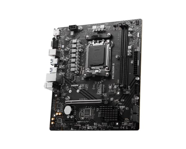 MSI PRO B650M-B - Moderkort - micro ATX - Socket AM5 - AMD B650 Chipuppsättning - USB 3.2 Gen 1 - 2.5 Gigabit LAN - inbyggda grafiken (CPU krävs) - H