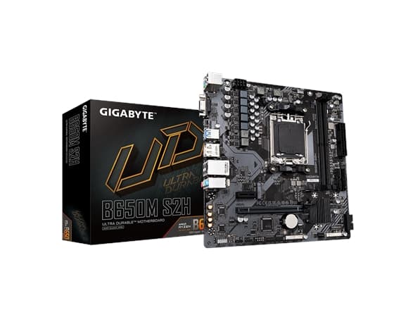 Gigabyte B650M S2H - Emolevy - Socket AM5 - USB 3.2 Gen 1, USB 3.2 Gen 2, USB-C 3.2 Gen2 - Piirilevyllä oleva grafiikka (vaatii suorittimen)