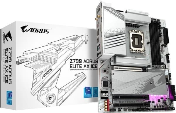 AORUS Z790 ELITE AX ICE - Hovedkort - ATX - LGA1700-sokkel - Z790 Chipset - USB-C 3.2 Gen 2x2, USB-C 3.2 Gen2, USB 3.2 Gen 1, USB 3.2 Gen 2 - 2.5 Gig