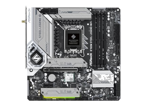 ASRock B760M Steel Legend WiFi - Hovedkort - micro ATX - LGA1700-sokkel - B760 Chipset - USB-C 3.2 Gen2, USB 3.2 Gen 2, USB 3.2 Gen 1 - 2.5 Gigabit L