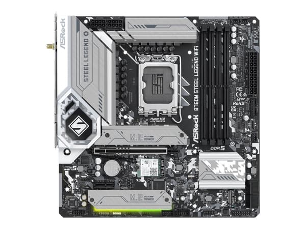 ASRock B760M Steel Legend WiFi - Hovedkort - micro ATX - LGA1700-sokkel - B760 Chipset - USB-C 3.2 Gen2, USB 3.2 Gen 2, USB 3.2 Gen 1 - 2.5 Gigabit L