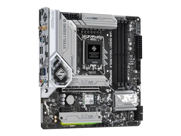 ASRock B760M Steel Legend WiFi - Hovedkort - micro ATX - LGA1700-sokkel - B760 Chipset - USB-C 3.2 Gen2, USB 3.2 Gen 2, USB 3.2 Gen 1 - 2.5 Gigabit L