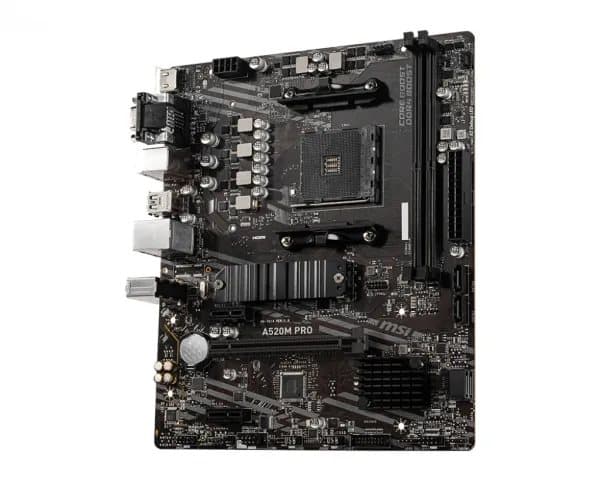 MSI A520M PRO - Moderkort - micro ATX - Socket AM4 - AMD A520 Chipuppsättning - USB 3.2 Gen 1 - Gigabit LAN - inbyggda grafiken (CPU krävs) - HD-ljud