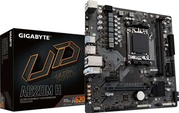 Gigabyte A620M H - Moderkort - micro ATX - Socket AM5 - AMD A620 Chipuppsättning - USB 3.2 Gen 1, USB-C 3.2 Gen 1 - Gigabit LAN - inbyggda grafiken (