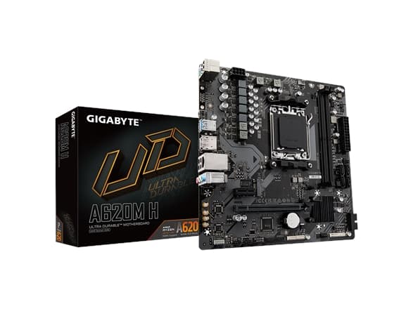 Gigabyte A620M H - Moderkort - micro ATX - Socket AM5 - AMD A620 Chipuppsättning - USB 3.2 Gen 1, USB-C 3.2 Gen 1 - Gigabit LAN - inbyggda grafiken (