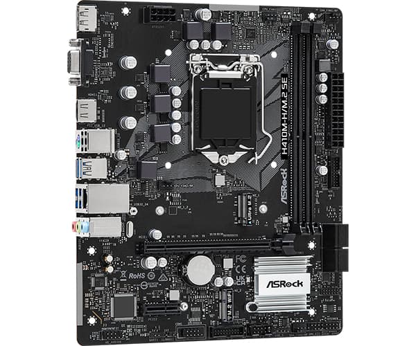 ASRock H410M-H/M.2 SE - Hovedkort - micro ATX - LGA1200-sokkel - H370 Chipset - USB 3.2 Gen 1 - Gigabit LAN - innbygd grafikk (CPU kreves) - HD-lyd (