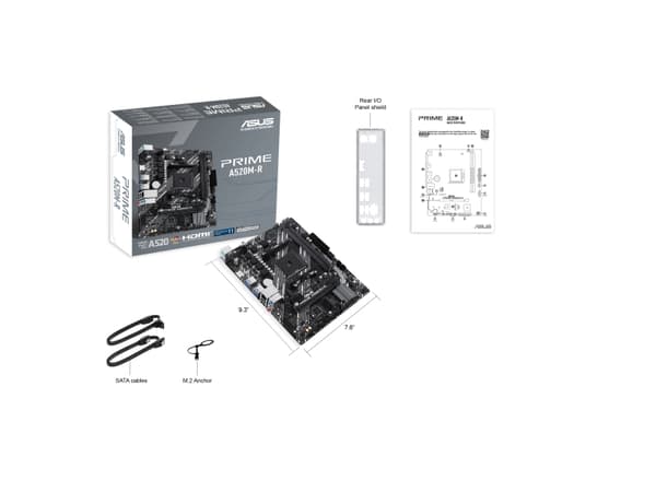 ASUS PRIME A520M-R - Moderkort - micro ATX - Socket AM4 - AMD A520 Chipuppsättning - USB 3.2 Gen 1 - Gigabit LAN - inbyggda grafiken (CPU krävs) - HD