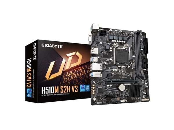 Gigabyte H510M S2H V3 - 1.0 - hovedkort - micro ATX - LGA1200-sokkel - H470 Chipset - USB 3.2 Gen 1 - Gigabit LAN - innbygd grafikk (CPU kreves) - HD