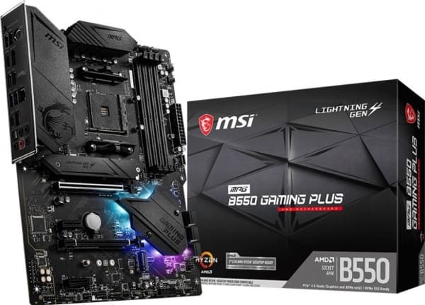 MSI MPG B550 Gaming Plus, AMD, Uttag AM4, AMD Ryzen 3000 Series, DDR4-SDRAM, 128 GB, DIMM