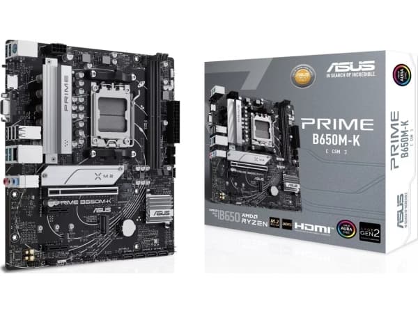 ASUS PRIME B650M-K - Moderkort - micro ATX - Socket AM5 - AMD B650 Chipuppsättning - USB 3.2 Gen 1, USB 3.2 Gen 2, USB-C 3.2 Gen 1 - 2.5 Gigabit LAN