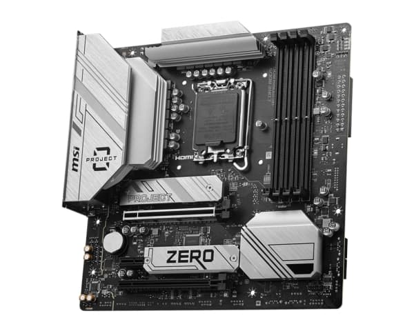 MSI B760M PROJECT ZERO - Emolevy - micro-ATX - LGA1700-asennuspaikka - B760-piirisarja - USB 3.2 Gen 1, USB 3.2 Gen 2, USB-C 3.2 Gen2, USB-C 3.2 Gen