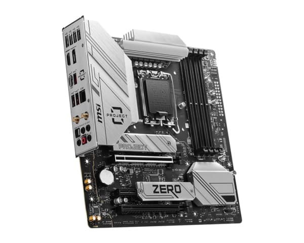 MSI B760M PROJECT ZERO - Emolevy - micro-ATX - LGA1700-asennuspaikka - B760-piirisarja - USB 3.2 Gen 1, USB 3.2 Gen 2, USB-C 3.2 Gen2, USB-C 3.2 Gen