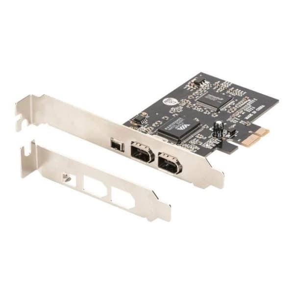 DIGITUS DS-30201-5 PCIe FireWire-adapter - 3 FireWire-portar Svart, Metallisk