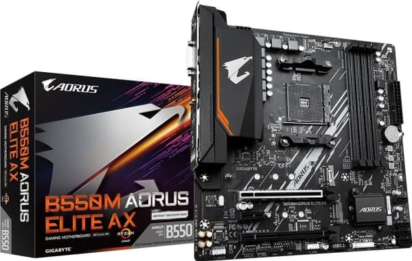 AORUS B550M ELITE AX - 1.3 - hovedkort - micro ATX - Socket AM4 - AMD B550 Chipset - USB 3.2 Gen 1 - Gigabit LAN, Wi-Fi 6E, Bluetooth - innbygd grafi