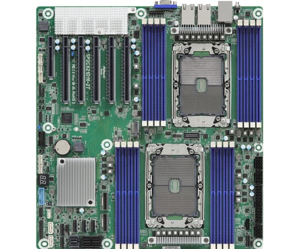 ASRock Rack SP2C621D16-2T - hovedkort - SSI EEB - Socket P+ - 2 støttede CPUer - C621A brikkesett - USB 3.2 Gen 1 - 2 x 10 Gigabit LAN - innebygd gra