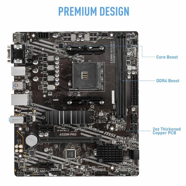 Moderkort MSI 7D14-005R mATX AM4 AMD A520 AMD AMD AM4