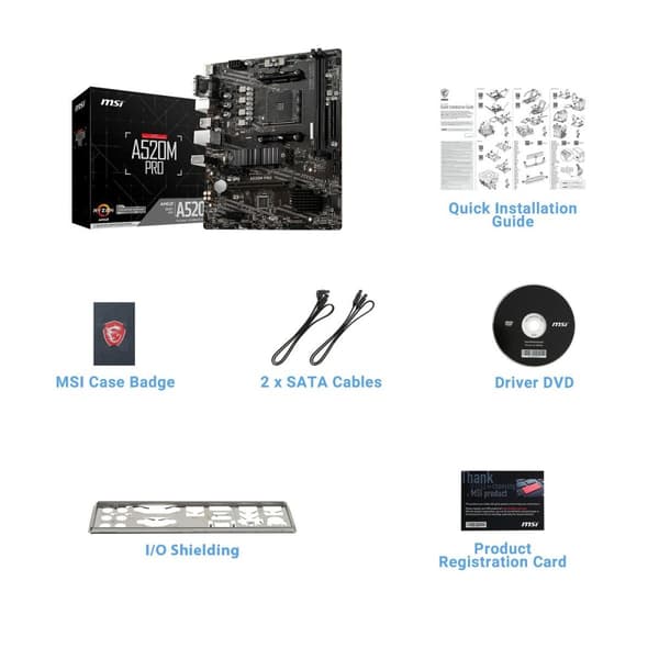 Moderkort MSI 7D14-005R mATX AM4 AMD A520 AMD AMD AM4