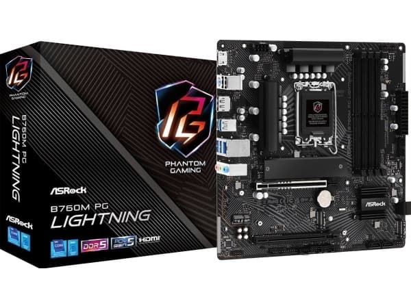 ASRock B760M PG LIGHTNING - Hovedkort - micro ATX - LGA1700-sokkel - B760 Chipset - USB 3.2 Gen 1, USB-C 3.2 Gen 1 - 2.5 Gigabit LAN - innbygd grafik