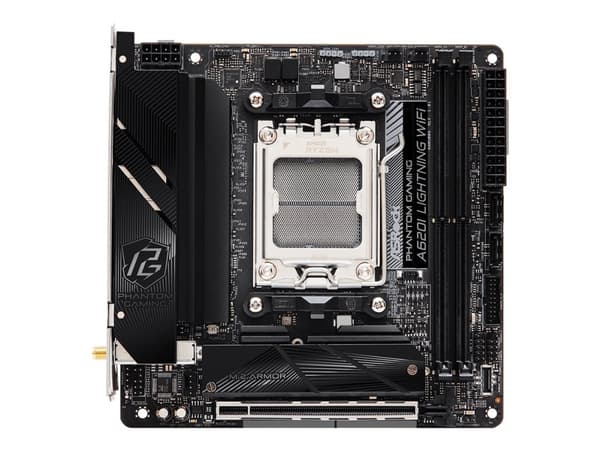 ASRock Phantom Gaming A620I Lightning WiFi - Moderkort - micro ATX - Socket AM5 - AMD A620 Chipuppsättning - USB-C 3.2 Gen2, USB-C 3.2 Gen 1, USB 3.2
