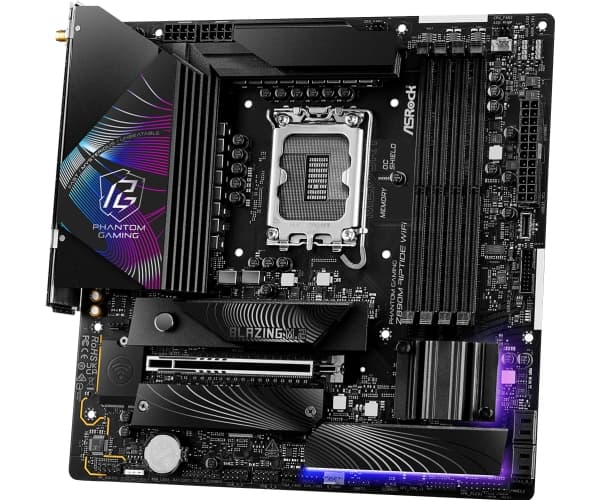 ASRock Phantom Gaming Z890M RIPTIDE WIFI - Hovedkort - micro ATX - LGA1851-sokkel - Z890 Chipset - USB4, USB 3.2 Gen 2, USB 3.2 Gen 1 - 5 Gigabit Eth