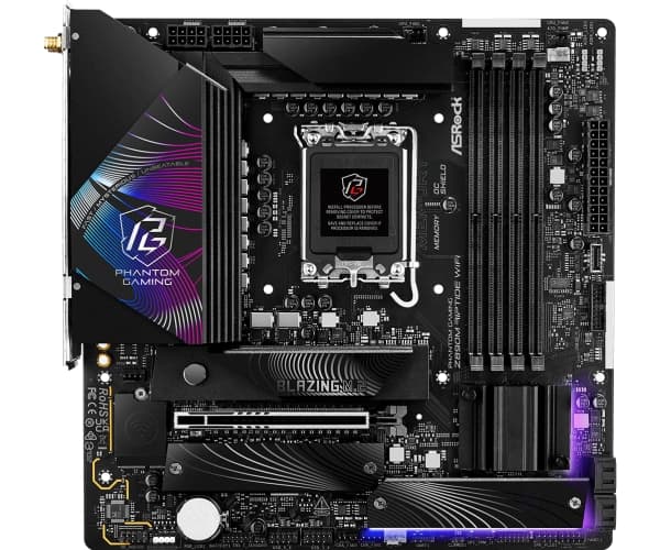 ASRock Phantom Gaming Z890M RIPTIDE WIFI - Hovedkort - micro ATX - LGA1851-sokkel - Z890 Chipset - USB4, USB 3.2 Gen 2, USB 3.2 Gen 1 - 5 Gigabit Eth