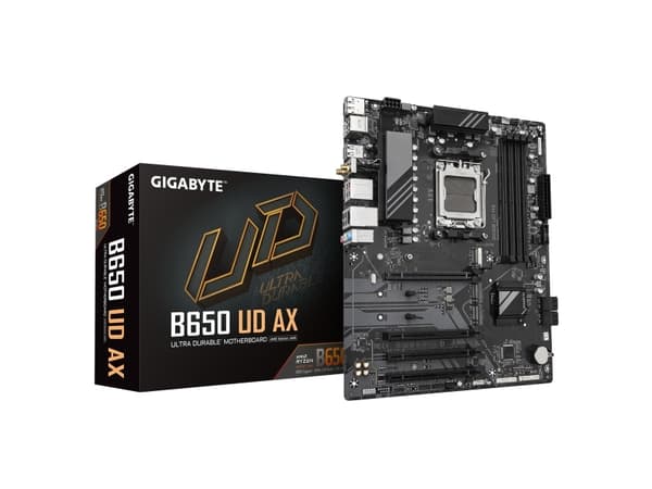 Gigabyte B650 UD AX - 1.0 - hovedkort - ATX - Socket AM5 - AMD B650 Chipset - USB-C 3.2 Gen 1, USB 3.2 Gen 2, USB 3.2 Gen 1 - Wi-Fi 6, Gigabit LAN, B