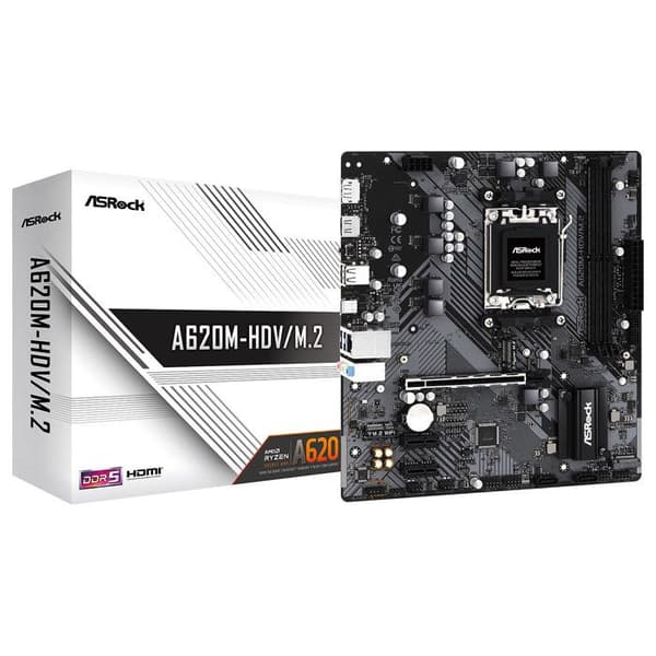 Moderkort - ASRock - A620M-HDV/M.2 A620 - Socket AM4 - Micro ATX - Max 64 GB RAM