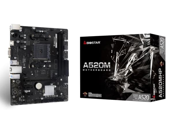 Biostar A520MHP, AMD, AM4, AMD Ryzen 3000 Series, AMD Ryzen 4000 Series, AMD Ryzen 5000 Series, AM4, DDR4-SDRAM, 64 GB